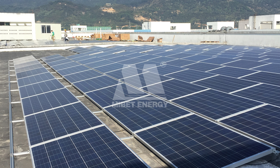 flat roof ballasted rooftop solar racking